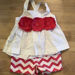 Janie and Jack Chevron Shorts and Flower Tank